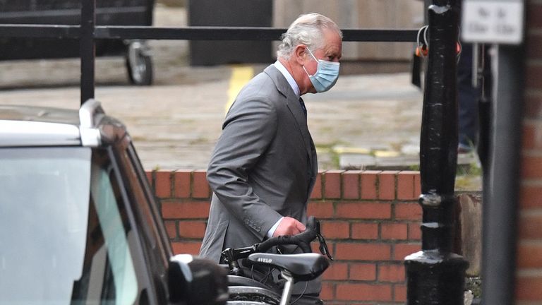 The Prince of Wales arriving at the King Edward VII Hospital in London where the Duke of Edinburgh was admitted on Tuesday evening as a precautionary measure after feeling unwell. Picture date: Saturday February 20, 2021.
