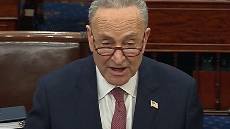 Chuck Schumer berates those senators who voted to acquit Donald Trump for a second time