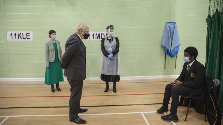Prime minister Boris Johnson visits testing facilities at a school in south London this week