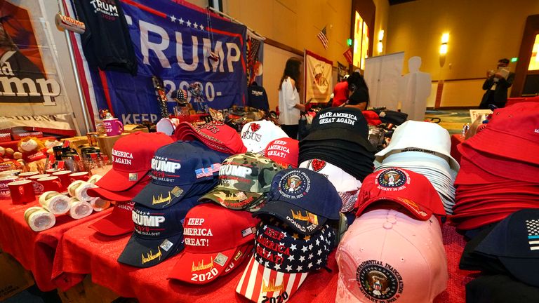 The merchandise stalls are peddling an impressive range of cheap tat. Pic: AP