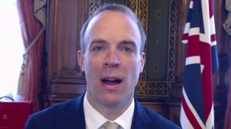 Dominic Raab says government is confident that vaccine target will be met