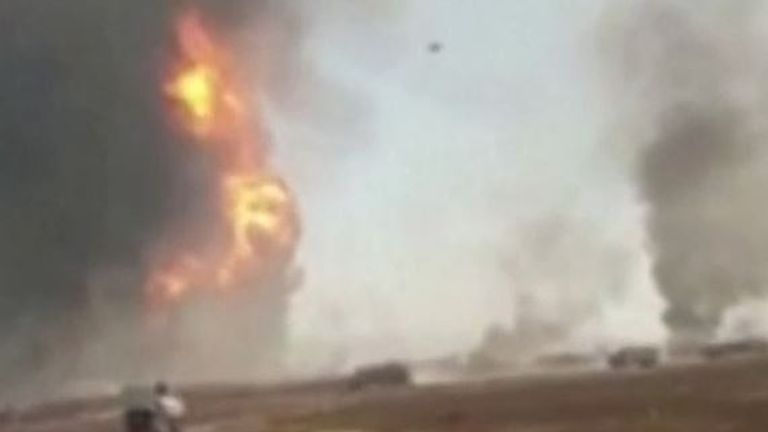 Debris flies in oil tanker explosion on Iran-Afghanistan border