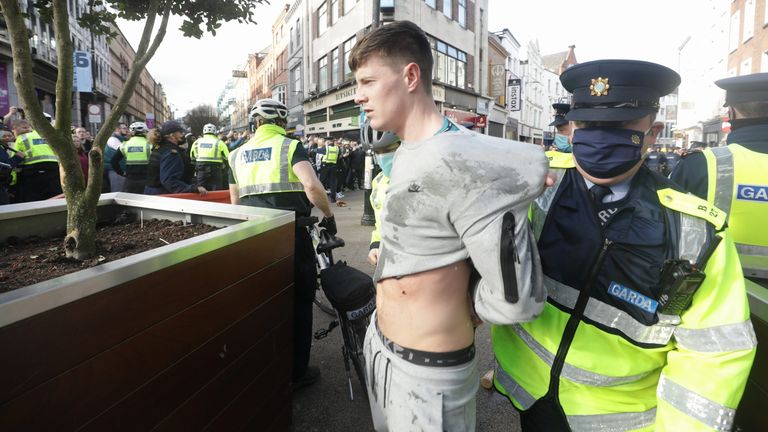 Gardai arrests protester in Dublin
