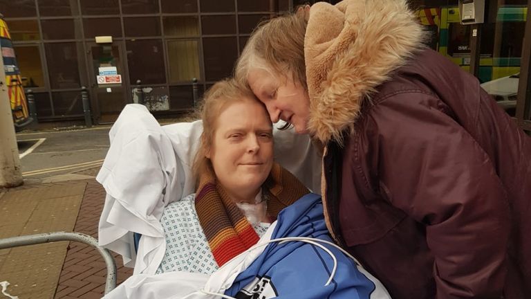 Jason Kelk pictured outside St James&#39; Hospital in Leeds with his wife Sue. Pic: Sue Kelk