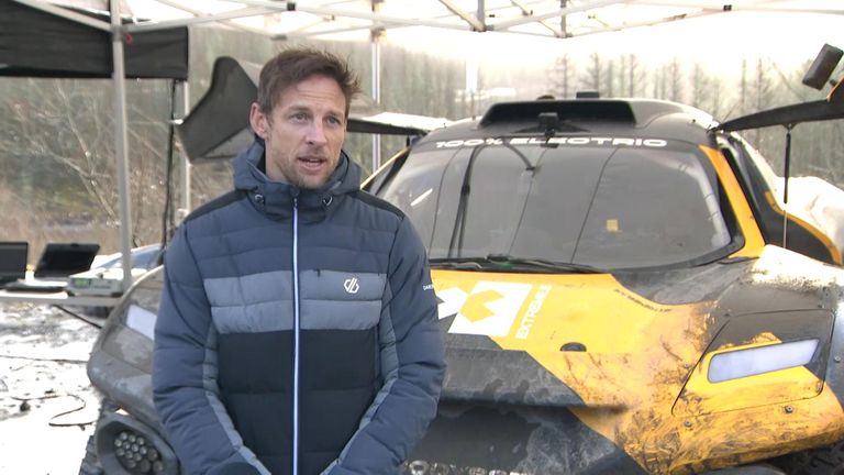 Formula 1 world champion Jenson Button has spent two days in the Welsh Valleys test driving a 100% electric SUV