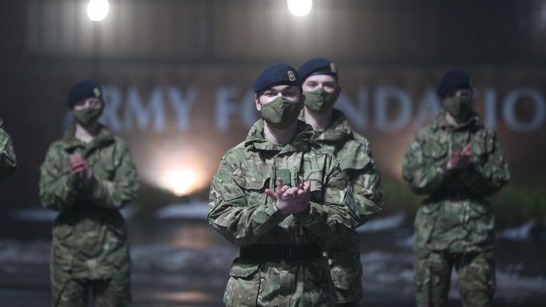 Cadets at the Army Foundation College in Harrogate, North Yorkshire, joined in with the nationwide clap