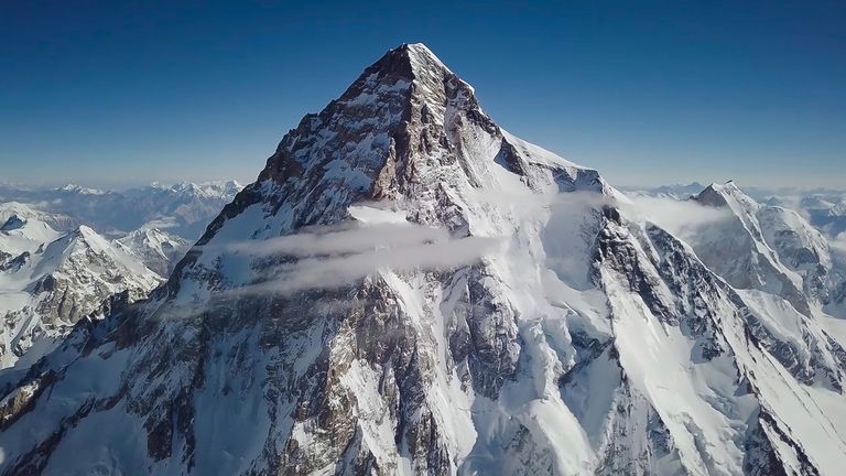 K2, referred to as "killer mountain", is located in the Karakorum mountain range and is 8,611-metres (28,250-foot) high. Pic: Red Bull Content Pool/AP images