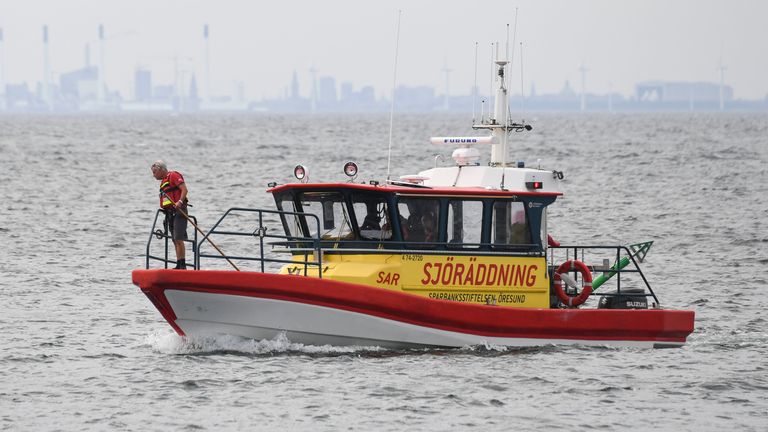 A Swedish Sea Rescue Society vessel searches for Swedish journalist Kim Wall in 2017
