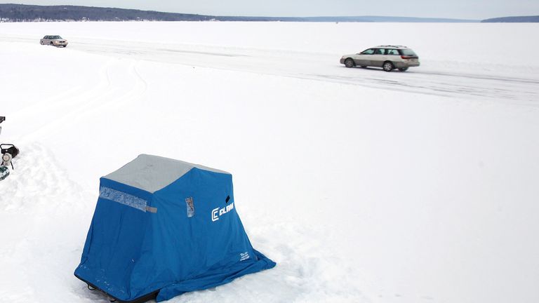 Ice fishing is popular along Lake Superior - but it led to dramatic scenes when a group drifted away from the shoreline. File pic