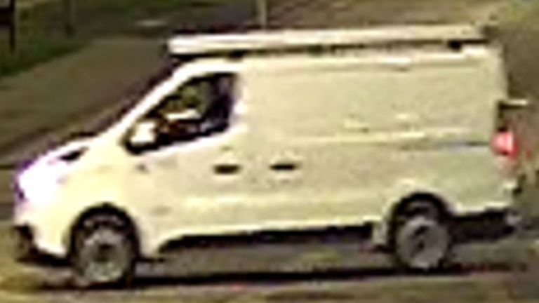 This white van was seen on CCTV stopping briefly near the scene