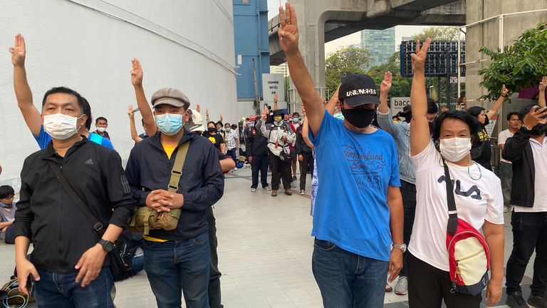 Protesters have been turning out in defiance of new laws imposed against holding gatherings in Bangkok, Thailand