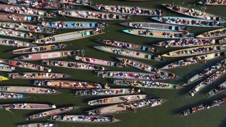 Myanmar boat protest