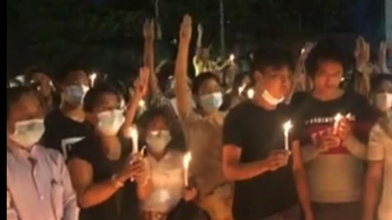 Myanmar vigil in Yangon 