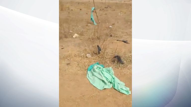 Clothing, identified as a hijab, seen outside the school after the abduction. Pic: TheCable