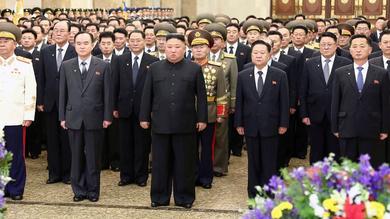 Pictures marking the day's events were provided by the North Korean government