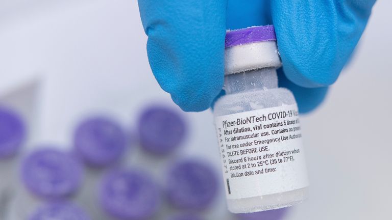 Pfizer/BioNTech vaccine. Pic:AP