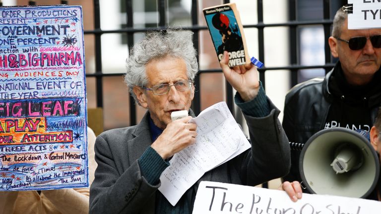 Piers Corbyn is a regular at anti-lockdown and anti-vaccine protests 