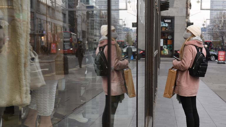 A woman stops to window shop at a Topshop store on Oxford Street, London, part of the Arcadia Group. Sir Philip Green&#39;s Arcadia retail empire has said it is working on "contingency options to secure the future of the group&#39;s brands" after reports it will collapse into administration within days, with 15,000 jobs at risk. Read less