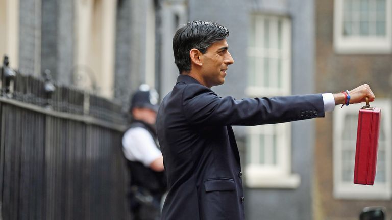 Chancellor Rishi Sunak outside 11 Downing Street, London, before heading to the House of Commons to deliver his Budget.
