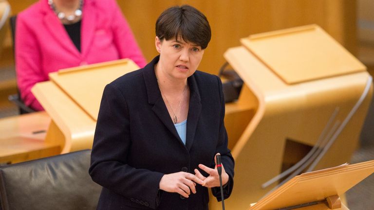 Ruth Davidson attending First Minister&#39;s Questions at the Scottish Parliament, Edinburgh