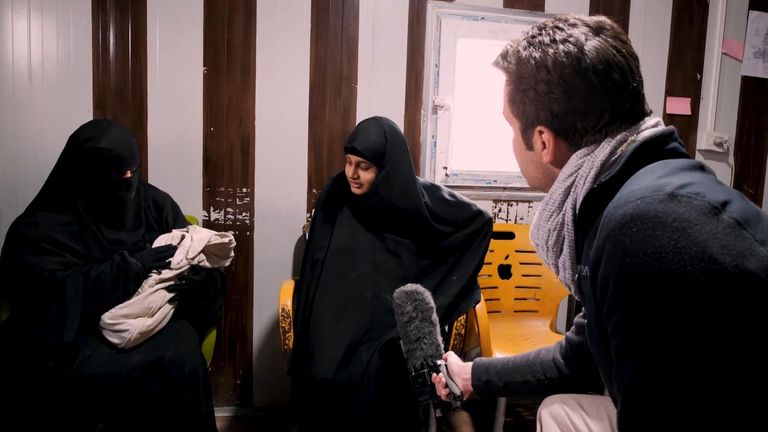 Shamima Begum spoke to Sky News in February, days after her third baby was born in February 2019
