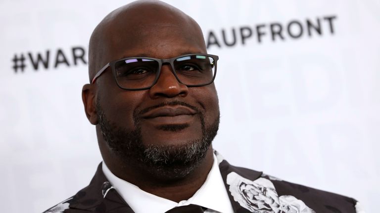 Broadcaster and former NBA basketball star Shaquille O&#39;Neal poses as he arrives at the WarnerMedia Upfront event in New York City, New York, U.S., May 15, 2019