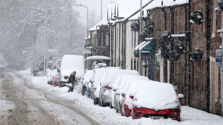Snow in Braco, near Dunblane in Scotland