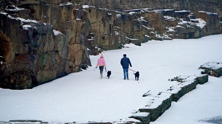 More snow fell overnight near Cullercoats on the north east coast
