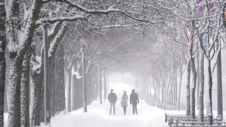 Snow-covered Grant Park in Chicago, Illinois. Pic: AP