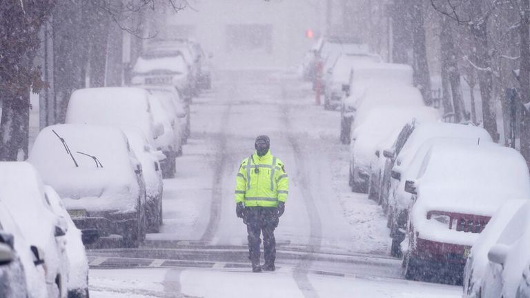 Weehawken, New Jersey is seen covered in White on Monday. Pic: AP