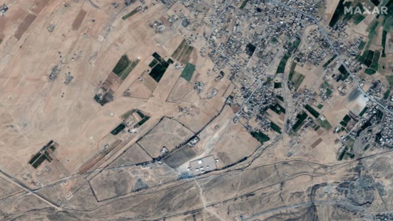 This is the Syria/Iraq border area the US airstrikes targeted. Pic: ©2021 Maxar Technologies