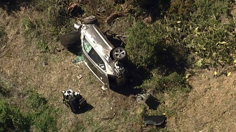 Tiger Woods car crash. Pic: AP