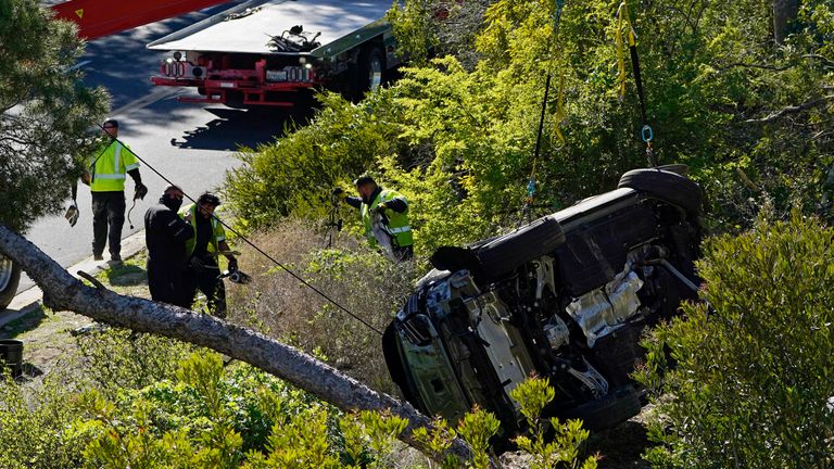 Tiger Woods car crash. Pic: AP