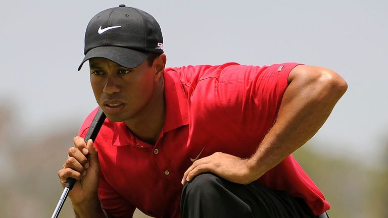 June 15, 2008 - San Diego, CA..Tiger Woods (USA) lines up his putt on the green of the 2nd hole Sunday during the final round of the US Open at the Torrey Pines Golf Course in La Jolla California. .Louis Lopez / Cal Sport Media.(Credit Image: © Louis Lopez/CSM via ZUMA Wire) (Cal Sport Media via AP Images)