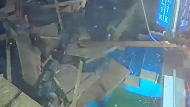 Man narrowly misses being crushed by falling roof
