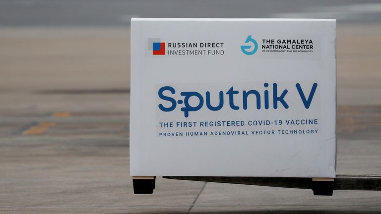 FILE PHOTO: A shipment of doses of the Sputnik V (Gam-COVID-Vac) vaccine against the coronavirus disease (COVID-19) is seen after arriving at Ezeiza International Airport, in Buenos Aires, Argentina, January 28, 2021. REUTERS/Agustin Marcarian/File Photo
