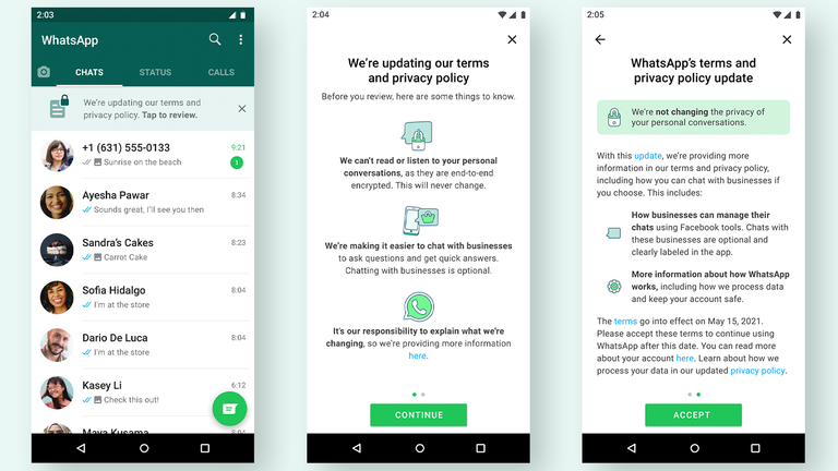 WhatsApp está trazendo de volta sua atualização de política de privacidade