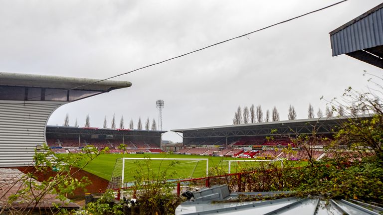 A general view of of Racecourse Stadium, Wrexham, Wales.