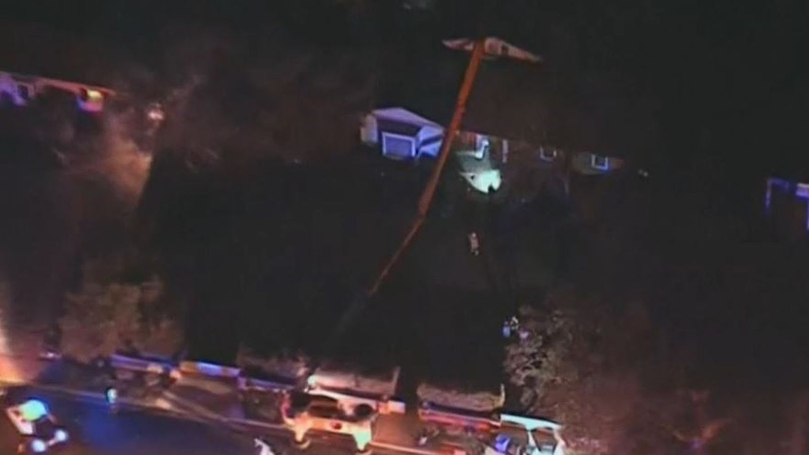 Movie crane falls on house injuring one person in Pasadena, California