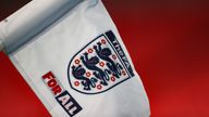 A detailed view of the corner flag with the FA logo on during the international friendly match between England and the Republic of Ireland at Wembley Stadium
