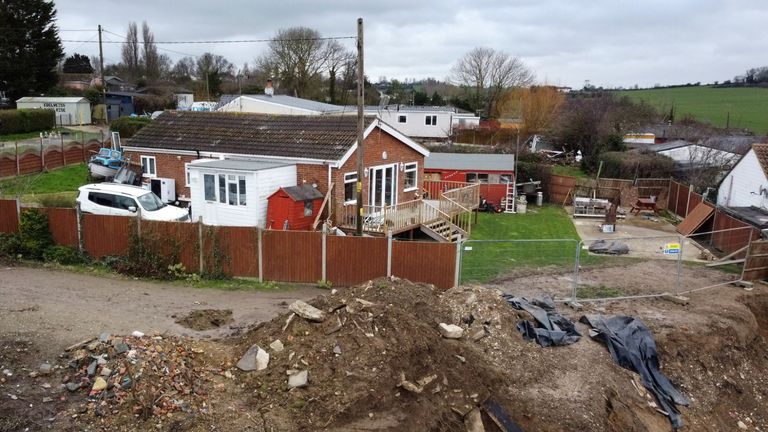 The home of Edd Cane, on the cliff edge in Eastchurch, on the Isle of Sheppey, Kent, where residents continue to find a way to save their homes from plunging over the cliff edge. Picture date: Thursday March 4, 2021. Picture date: Thursday March 4, 2021.