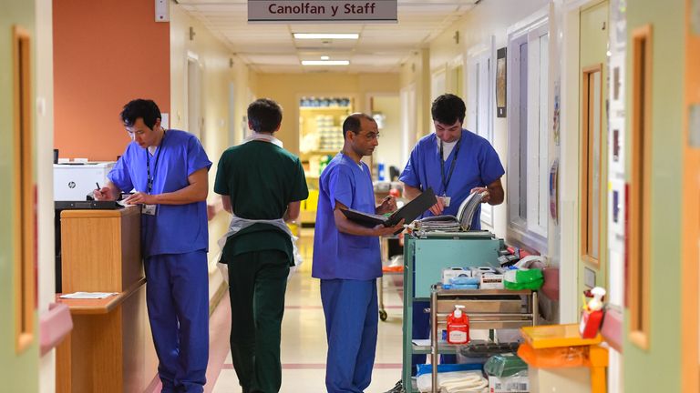 Medical staff on the Covid-19 ward at the Neath Port Talbot Hospital, in Wales, as the health services continue their response to the coronavirus outbreak.