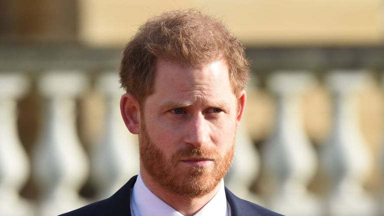 The Duke of Sussex in the Buckingham Palace gardens, London, as he hosts the Rugby League World Cup 2021 draws. PA Photo. Picture date: Thursday January 16, 2020. See PA story ROYAL Sussex Rugby. Photo credit should read: Jeremy Selwyn/Evening Standard/PA Wire