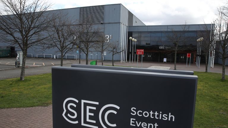 A general view of the Scottish Event Campus in Glasgow as the UK continues in lockdown to help curb the spread of the coronavirus.