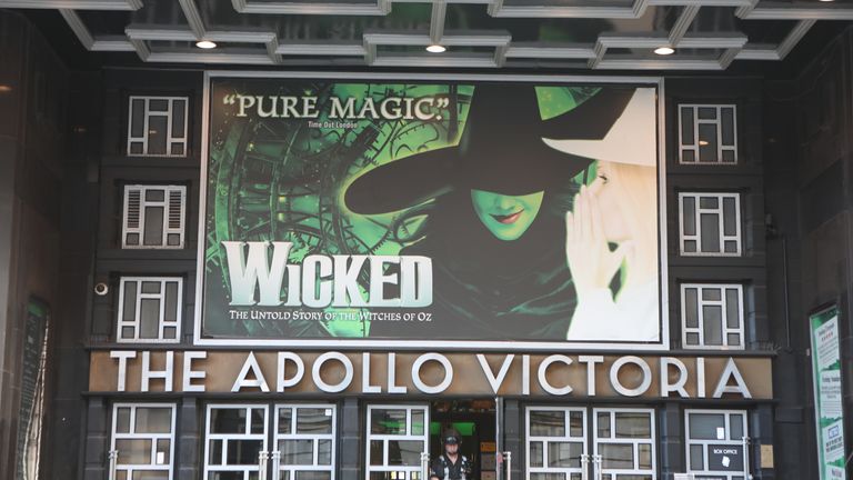 The Apollo Victoria Theatre showing posters from the production Wicked in London. PA Photo. Picture date: Friday January 17, 2020. Photo credit should read: Luciana Guerra/PA Wire