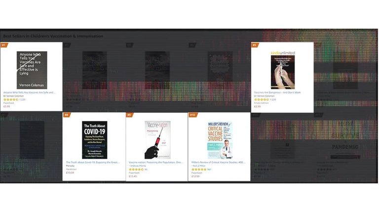Five of the ten best sellers in the children&#39;s vaccination category were anti-vaccine texts, as seen in this recent screeshot. Pic: Amazon