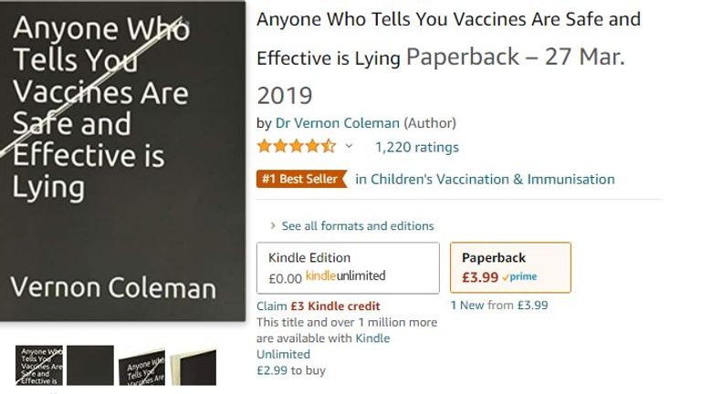 Calls have been made to put warnings on misinformation books. Pic: Amazon