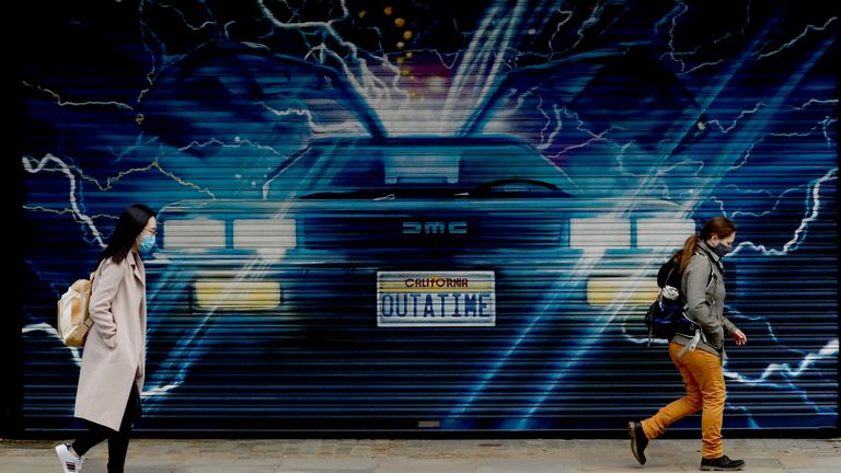 Shuttered for now - but the Delorean will be driving into London&#39;s Adelphi Theatre soon. Pic: AP