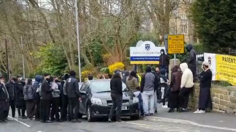 Parents protest outside Batley grammar school