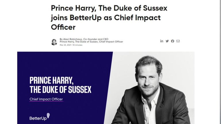 Harry will be chief impact officer at BetterUp Pic: BetterUp